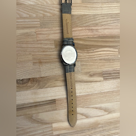 Jeanneret Ladies Watch Crystal Embellishments Pearl Dial Genuine Leather Strap - Picture 8 of 10